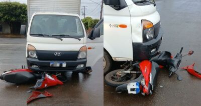 Imagem da notícia Colisão entre caminhão e moto deixa mulher ferida em Chapadão do Sul